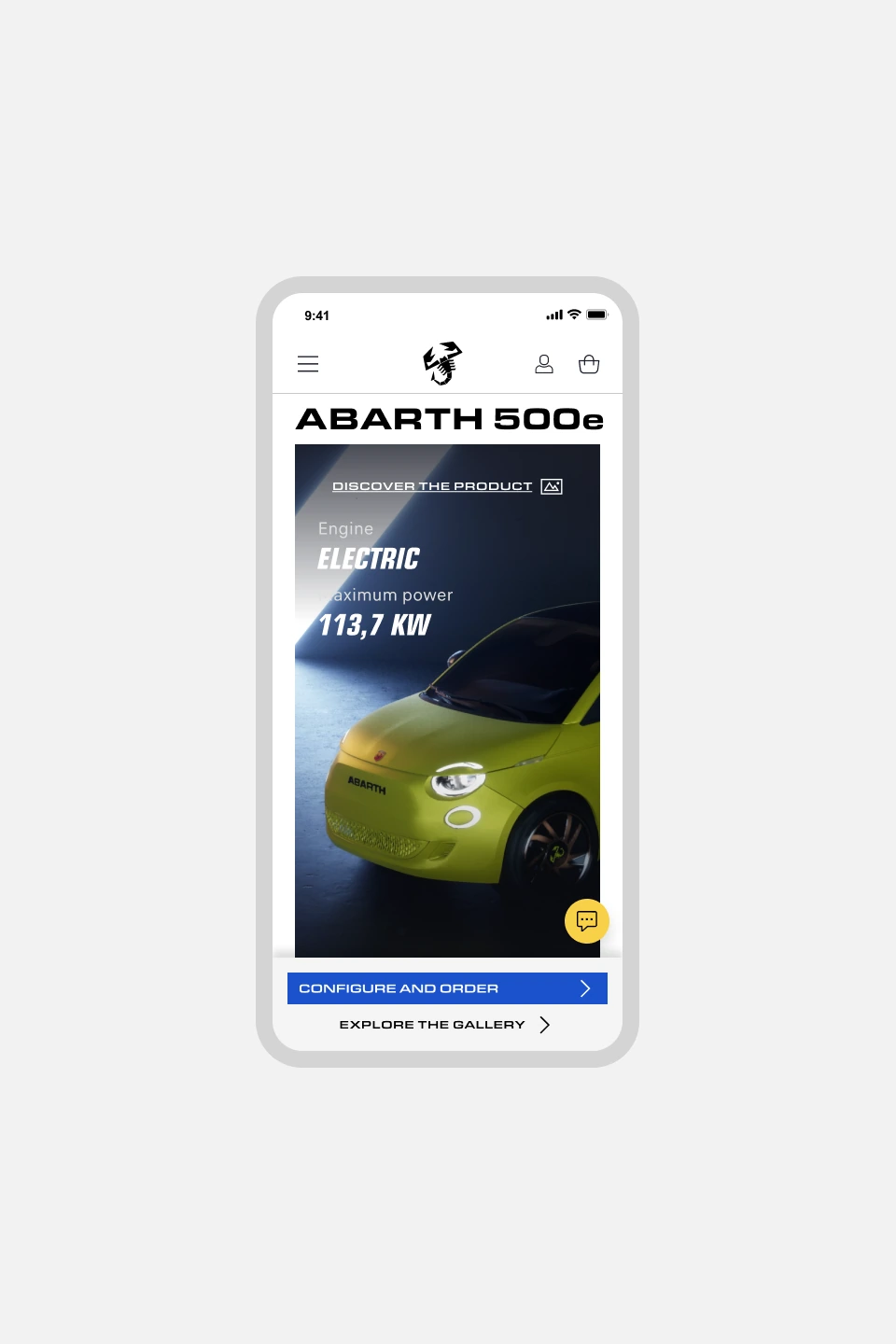 Abarth: Website hero section.