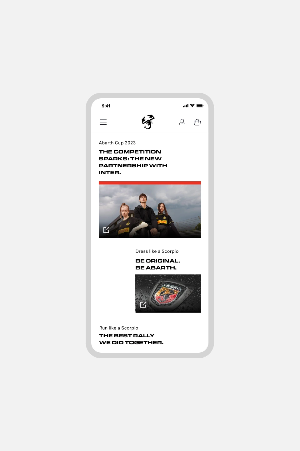 Abarth: Product storytelling section.