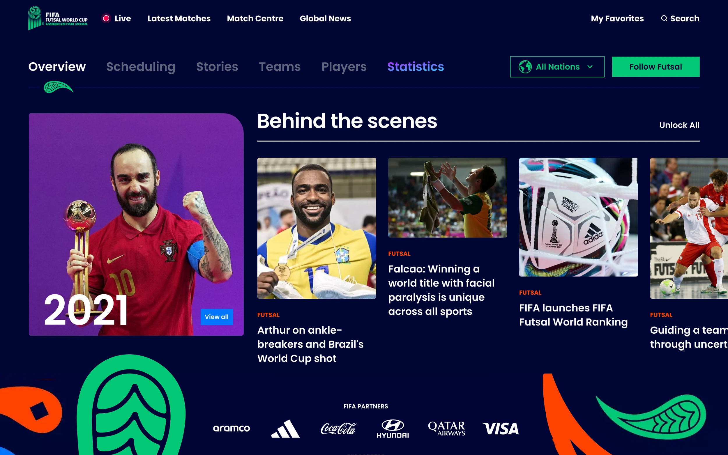 FIFA: Futsal tournament page.