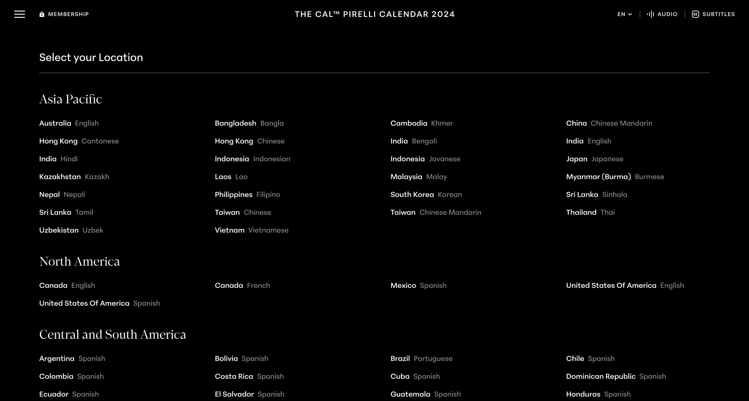 Pirelli Calendar: Multilingual experience.