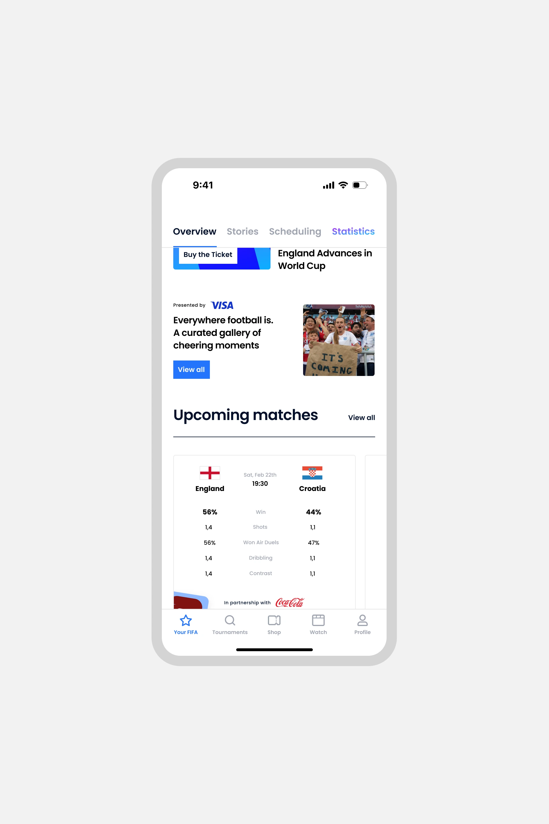 FIFA: Homepage while scrolling.